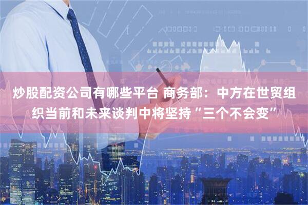炒股配资公司有哪些平台 商务部：中方在世贸组织当前和未来谈判中将坚持“三个不会变”